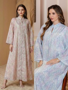 Fábrica <span class=keywords><strong>de</strong></span> Vestidos ODM, Abayas Elegantes <span class=keywords><strong>de</strong></span> Oriente Medio para <span class=keywords><strong>Mujeres</strong></span> Musulmanas, Estilo Dubái, Poliéster, Estampado Floral, Primavera/Verano, Gran Venta - Product Image 2