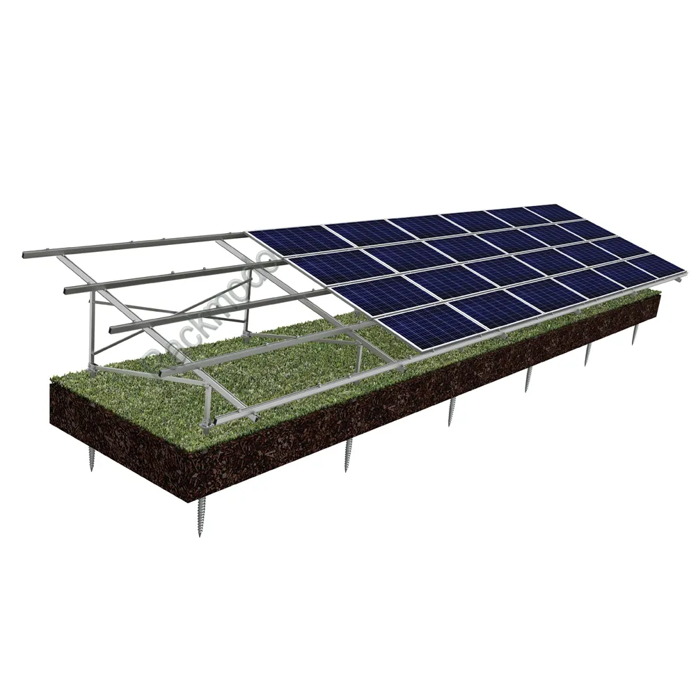 Sistema de tornillo de tierra Estructura de instalación de estantería de aluminio Sistema de montaje en tierra de panel solar fotovoltaico
