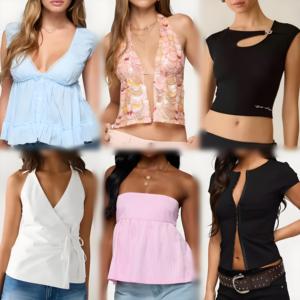 Nouveau haut d'été pour femmes, tendance, coupe ajustée, haut décontracté imprimé, style sexy, assorti, expédition aléatoire du stock - Product Image 4
