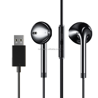 Écouteurs et Casque Semi Intra-Auriculaires Universels DJ3 en Métal Filaire USB-A pour PC, Gaming et Streaming en Direct, avec Réduction de Bruit Légère