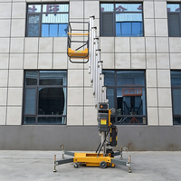 Plateforme de travail aérien verticale hydraulique à mât unique, capacité de charge 120-150 kg, avec roues de transport auxiliaires, pour l'entretien intérieur