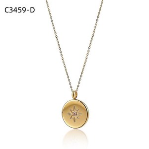 Collar con colgante de moda Amy Amy, de acero inoxidable, con circonita cúbica en forma de estrella, chapado en rodio, para mujer, para uso diario, regalo - Product Image 2