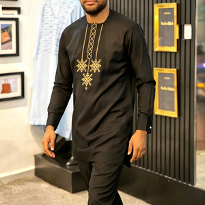 Nuevo Conjunto Dashiki <span class=keywords><strong>Africano</strong></span> de Dos Piezas <span class=keywords><strong>para</strong></span> Hombre, Túnica Bordada de Manga Larga y Pantalones, Atuendo Étnico Formal <span class=keywords><strong>para</strong></span> Bodas, Fiestas y Eid - Product Image 1