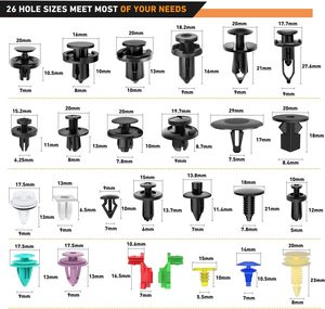 935-teiliges Auto-Befestigungsclips- und Sortiment an Auto-Befestigungselementen, 26 gängigste Größen, Nylon-Stoßstangen- und Kotflügelnieten mit 10 Kabelbindern - Product Image 3