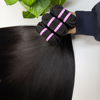 Extensiones de Cabello Humano Virgen Camboyano Liso Natural de Alta Calidad, Brillante, Suave, Negro Natural, Grado 10A para Negocios de Salón