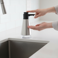 Distributeur de savon manuel en acier inoxydable et ABS, type goutte à goutte, pour comptoir, lavabo de salle de bain et évier de cuisine