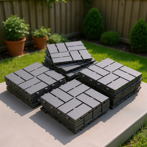 Baldosas de Plástico para Patio Entrepuntadas Grises de 12x12 Pulgadas, Piso de Plástico para Exteriores Resistente a la Intemperie, Tarima Compuesta de Cuatro Listones - Product Image 2