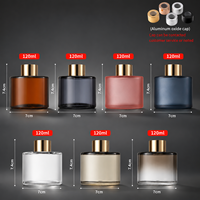 Diffuseur d'aromathérapie en verre de luxe de 120 ml avec bâtonnets en rotin, logo personnalisable, boîte de couleur, couvercle et bouchon à vis