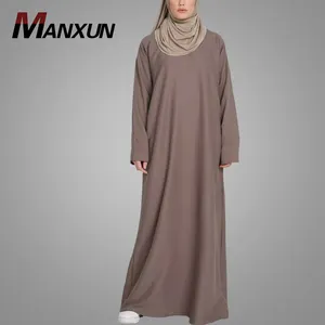 Modern Simple Style Dubai Abaya Long Sleeve Soft Plain Cheap Muslim Dress Islamic Clothing Wholesale