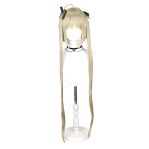 Peluca <span class=keywords><strong>de</strong></span> Cosplay Sintética Kasugano Sora, Larga y Lisa, Rubio Claro con Flequillo, Colas Dobles, Cinta Negra, para <span class=keywords><strong>Anime</strong></span> - Product Image 1