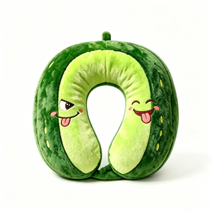 Customized Cucumber U-Shaped Plush <b>Neck</b> <b>Pillow</b>, Cartoon Double Face Cucumber Travel <b>Neck</b> Cushion - Product Image 4