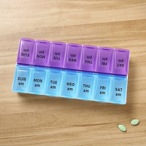 Wholesale 14 Compartment Double Row Cross Plastic Pill <b>Box</b> Portable Medicine Organizer Pills Vitamins Jewelry <b>Storage</b> for Travel - Product Image 1