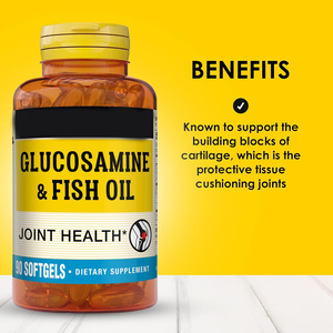 Capsules de glucosamine et d'huile de poisson avec DHA et oméga <span class=keywords><strong>3</strong></span> pour le soutien des articulations et des <span class=keywords><strong>muscles</strong></span> chez l'adulte - Product Image 2