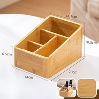 Boîte de rangement multifonctionnelle en bambou pour télécommandes, boîte à mouchoirs, compartiment anti-poussière, boîte d'organisation de bureau