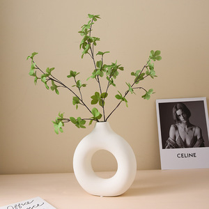 Jarrón de cerámica circular simple para decoración del hogar, artesanías creativas para sala de estar <span class=keywords><strong>con</strong></span> <span class=keywords><strong>flores</strong></span> <span class=keywords><strong>artificiales</strong></span> - Product Image 4