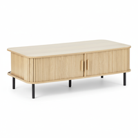 Table basse moderne extensible personnalisée avec panneau en MDF, pieds en métal et rangement coulissant pour salon