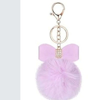 Porte-clés Pompon avec nœud et strass, boule moelleuse, pour sac à main, décoration artisanale pour filles, couleurs chics