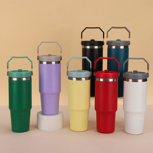 DD3991 Gobelet isotherme anti-fuite avec couvercle torsadé et paille rabattable, avec poignée, 30 oz, pour le camping - Product Image 3