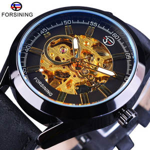 Forsining นาฬิกากลไกสำหรับผู้ชายนาฬิกาหนังแท้สลักลายโลโก้3D แบรนด์หรู - Product Image 3