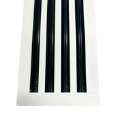 Diffuseur d'air linéaire carré à lame noire et cadre blanc en aluminium pour ventilation de plafond de climatisation centrale