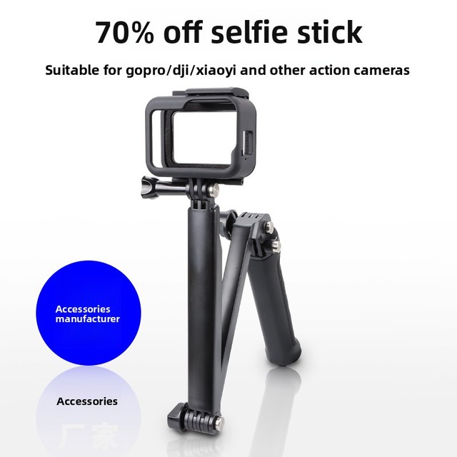 Gopro Accessories Three-fold Selfie Stick, Folding Three-way Adjustable Arm, Action Camera, Mobile Phone Selfie Stick