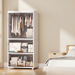 Armoire de rangement en plastique à 3 niveaux pour cuisine, salon et chambre de bébé, avec tiroirs de rangement et étagères en plastique à roulettes - Product Image 1
