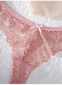 Culottes en dentelle sexy pour femmes, bords festonnés, string transparent, taille mi-haute, respirant, broderie florale, lingerie, sous-vêtements - Product Image 6