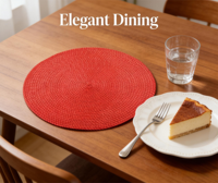 Ensemble de 4 dessous-de-plat et sous-verres ronds tissés personnalisés de haute qualité, recyclables, classiques, écologiques, multi-tailles et colorés en PP