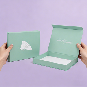 Juegos de Joyería de Moda Reutilizables, Cajas de Embalaje de Lujo con Tapa Magnética de Cartón Verde Pálido, Diseño de Marca Blanca Personalizado - Product Image 1
