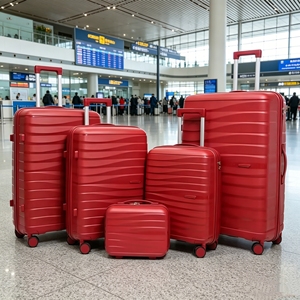 Prix d'usine – Ensemble de 5 valises de voyage classiques en PP personnalisables, étanches, avec poignée souple et roulettes pivotantes - Product Image 1