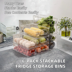 Lot de 6 boîtes de rangement rectangulaires multifonctionnelles pour <span class=keywords><strong>congélateur</strong></span>, empilables, polyvalentes, pour légumes - Product Image 2