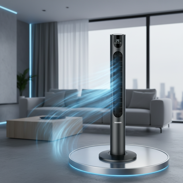 45 Inch Bladeless Oscillating Tower Fan Remote Control LED Touch Panel DC Motor Class A+ Energy Efficiency Quiet Cooling Fan