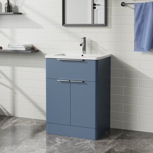 Mueble de tocador de baño de pie de suelo blanco moderno con diseño económico para fregadero para organización de baño de hostal de apartamento - Product Image 2