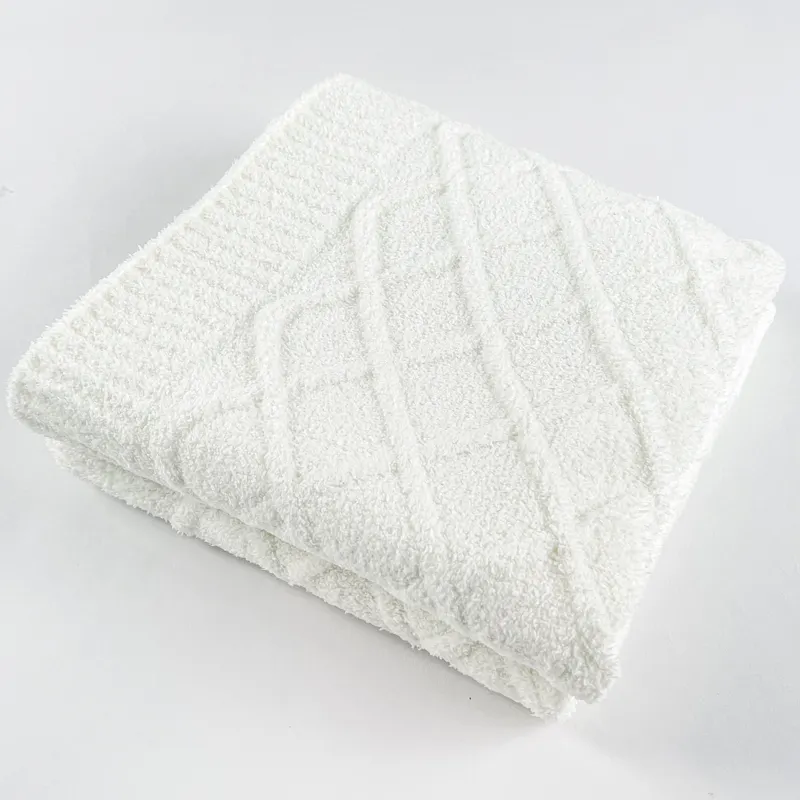 New design wholesale plain twisted luxury cable crochet handmade pattern soft knitted baby blankets