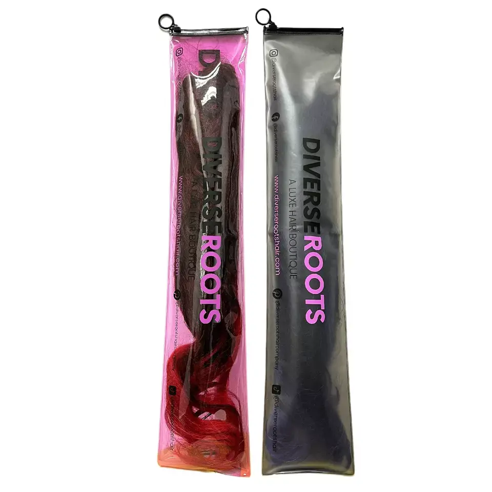Роскошный брендовый логотип на заказ, прозрачный розовый пластиковый пакет на молнии из ПВХ, упаковка для макияжа, ювелирных изделий, аксессуаров для волос, пакет на молнии