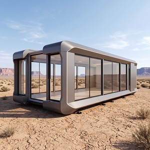 Casa Móvil Pequeña Personalizada sobre Ruedas de 20 pies con Puertos de Alimentación Preinstalados, Balcón Panorámico Curvo de Vidrio para Cabaña de Vacaciones, Estilo Mónaco - Product Image 2