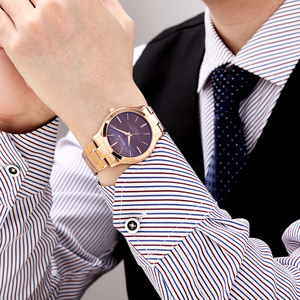 Relojes de cuarzo Miyota minimalistas de oro rosa, acero inoxidable 316L, zafiro, para hombre, con logotipo personalizado OEM ODM de 42 mm, marca privada. - Product Image 3