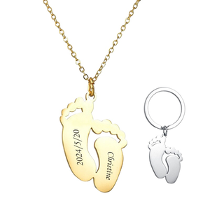 Collana con ciondolo a forma <span class=keywords><strong>di</strong></span> piede in acciaio inossidabile placcato PVD <span class=keywords><strong>di</strong></span> alta qualità, per incisione personalizzata, impermeabile, anti-ossidazione, gioielli personalizzati. - Product Image 2