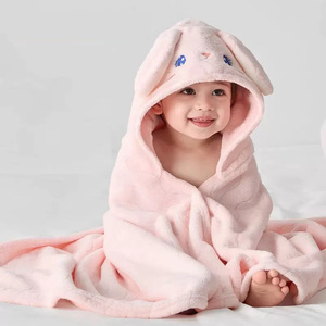 New Arrival dễ thương động vật Thiết kế áo choàng tắm bọc cho trẻ sơ sinh mềm san hô Fleece trùm đầu trẻ em khăn bán buôn - Product Image 2