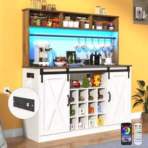 أثاث غرفة المعيشة خزانة متعددة الوظائف مع أضواء ليد وبار خشبي حديث - Product Image 2