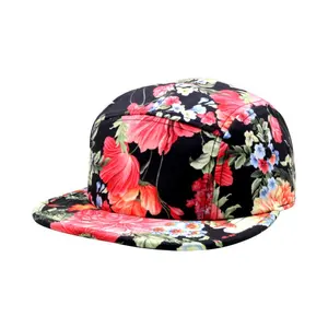 定制批发5面板帽子印花嘻哈花帽快照帽子时尚女性夏威夷印花帽子