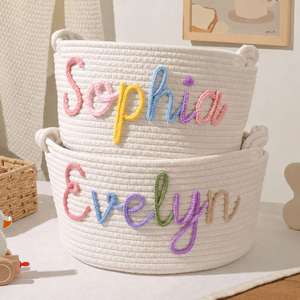 Grand panier de rangement pliable - Panier décoratif en corde de coton personnalisable pour couches, jouets et articles de salon - Product Image 5
