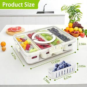 Contenedor de Verduras para Cocina, 4 Compartimentos, Transparente, Blanco, Moderno, Caja de Almacenamiento de Alimentos, Colador, Material PP+PET Moldeado por Inyección, para Mantener la Frescura - Product Image 3