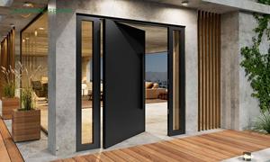 Puerta Pivotante de Entrada Principal Exterior Moderna de Aluminio a Medida para Villa en EE. UU., Antirrobo - Product Image 5