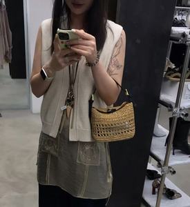 Borsa a Spalla/Ascella Artigianale in PU Lavorata a Maglia Uncinetto 2026 Nuova Collezione Primavera Estate Stile Retrò Effetto Paglia in Poliestere da Donna di Nicchia - Product Image 6