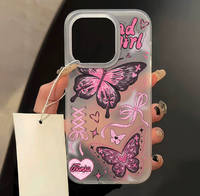 Coque de téléphone portable en TPU anti-chute, motif papillon rose de dessin animé, designs de luxe, vente en gros, pour iPhone 18 17 16 15 14 13 12 Pro
