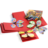 Boîte cadeau en carton de luxe avec logo personnalisé, explosion de fleurs de la Saint-Valentin, gaufrage, boîte surprise DIY, papillon volant