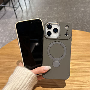 Coque de téléphone magnétique antichoc en TPU+PC, style Ins, pour 17/13/14/15/16 Pro Max avec support rotatif à 360° - Product Image 1