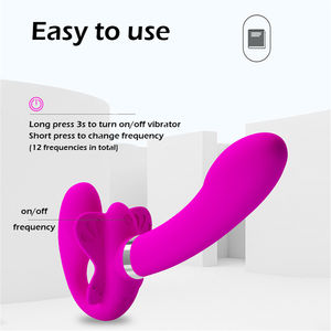 Caja personalizada <span class=keywords><strong>gratis</strong></span>-Consolador vibrador sin tirantes con correa Vibradores Pene vibrador de doble cabeza Juguetes eróticos para <span class=keywords><strong>lesbianas</strong></span> Parejas sexuales adultas - Product Image 6