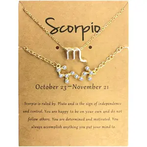 Vendita calda gioielli economici Online donne cristallo segno zodiacale Virgo collana braccialetto Set con carta regalo citazione desiderio